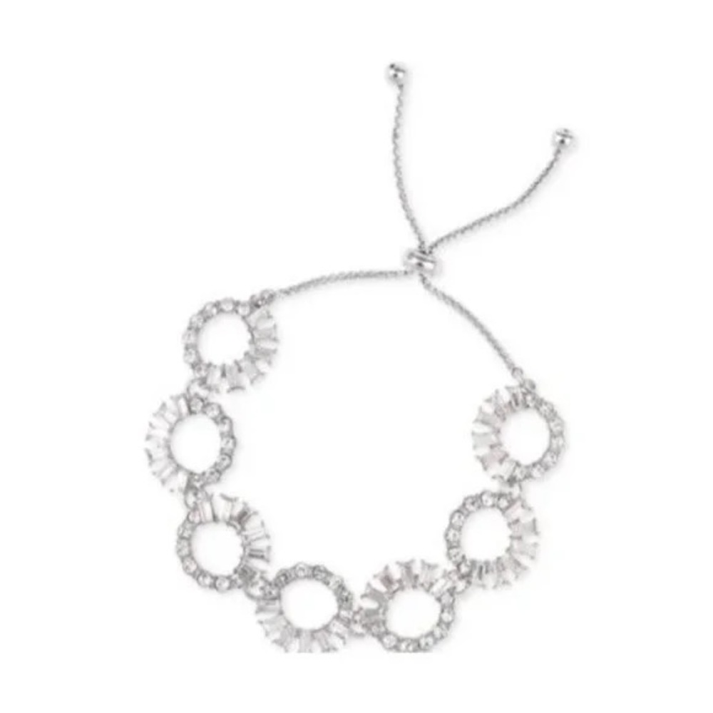 NWT INC Silver-Tone Mixed Crystal Circle Slider Bracelet